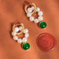 Désirée 18K Gold Freshwater Pearl Hoop Earring: Green