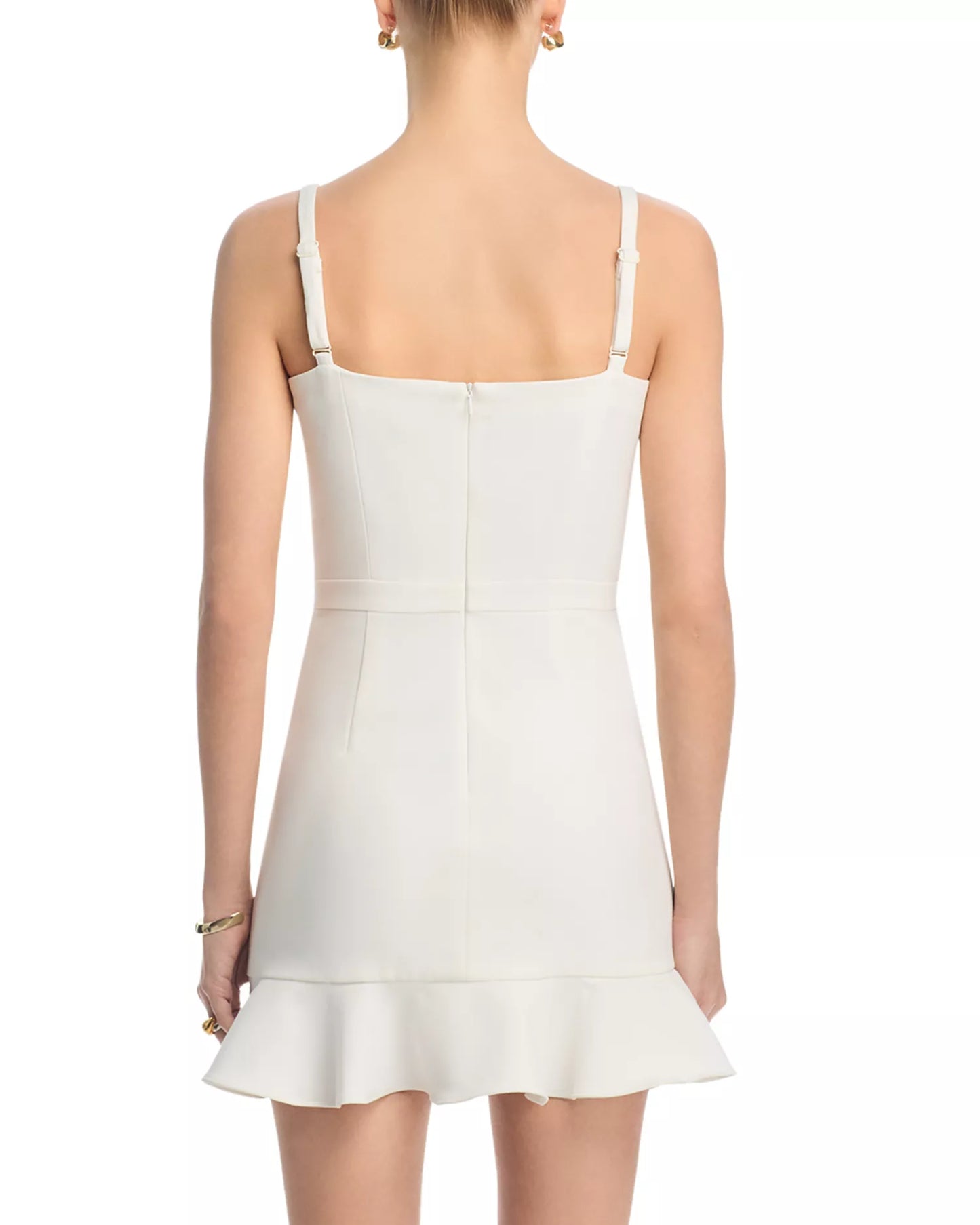 FC White Square Neck Frill Hem Dress (RT)