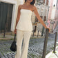 Cream Pleated Trouser