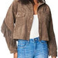 Hot Cocoa Fringe Faux Suede Jacket