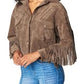 Hot Cocoa Fringe Faux Suede Jacket