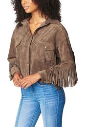 Hot Cocoa Fringe Faux Suede Jacket