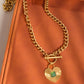 Après 18K Gold Non-Tarnish Green Heart Chain Necklace: Green