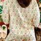 Christmas Contrast Trim Tied up Bow Silky 2pcs Pajama Set
