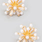 Pearl And Cz Studded Sunburst Stud Earrings