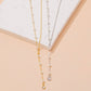 Dainty Chain Pearl Bead Lariat Necklace