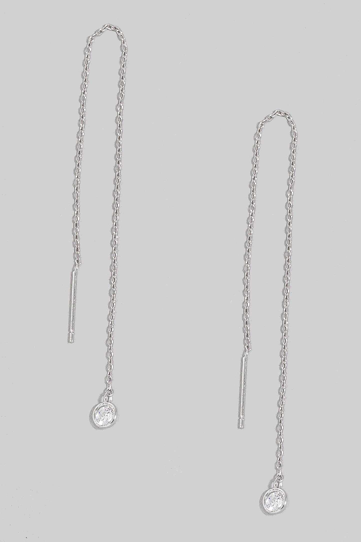 Mini Rhinestone Gem Threader Chain Earrings