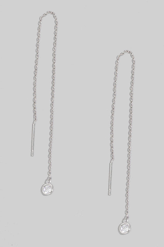 Mini Rhinestone Gem Threader Chain Earrings
