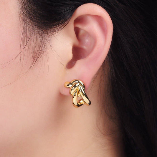 14K Gold Filled Knot Band C-Shaped Hoop Earrings