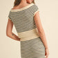 STRIPED PATTERN KNITTED OFF SHOULDER TOP