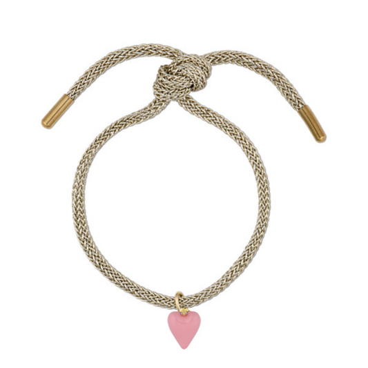 Gold Lurex Bracelet with Mini Pink Heart
