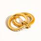 Justine 18K Gold Non-Tarnish CZ Double Hoop Ring: Yellow Gold / 8