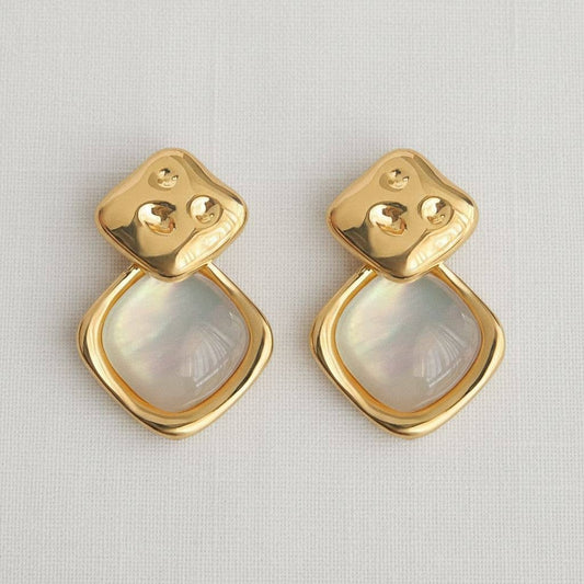 Geometric Rhombus Shell Stud Earrings