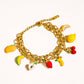 Fruity 18K Gold Non-Tarnish Fruit Charm Bracelet: Multi-Colored