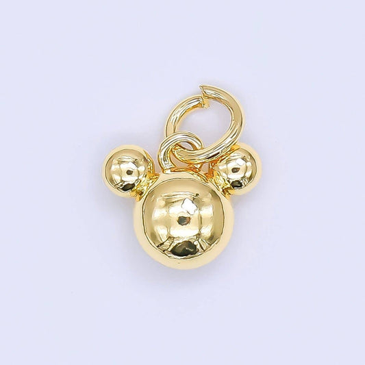 24K Gold Filled 8mm Tiny Mouse Ears Animal Charm in Gold