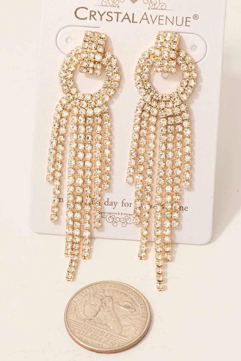 Rhinestone Pave Tassel Dangle Earrings