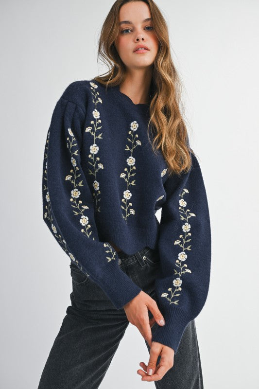 Floral Embroidered Sweater