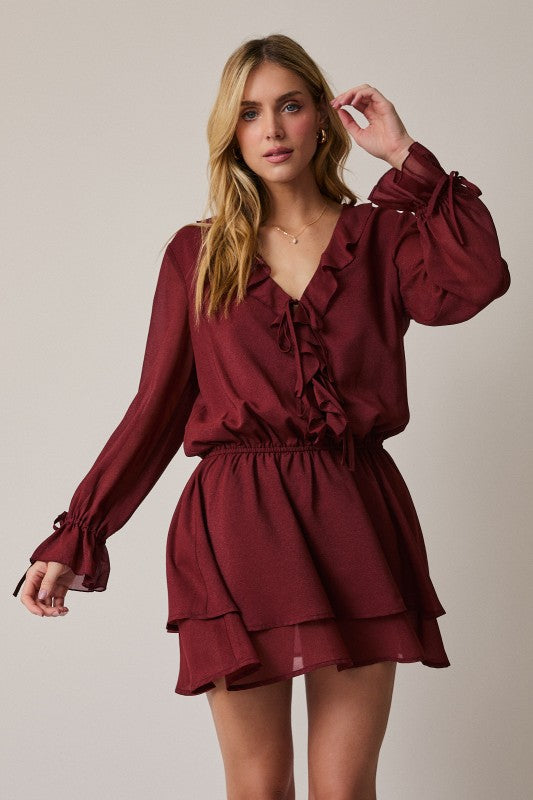Wine LS Mini Dress