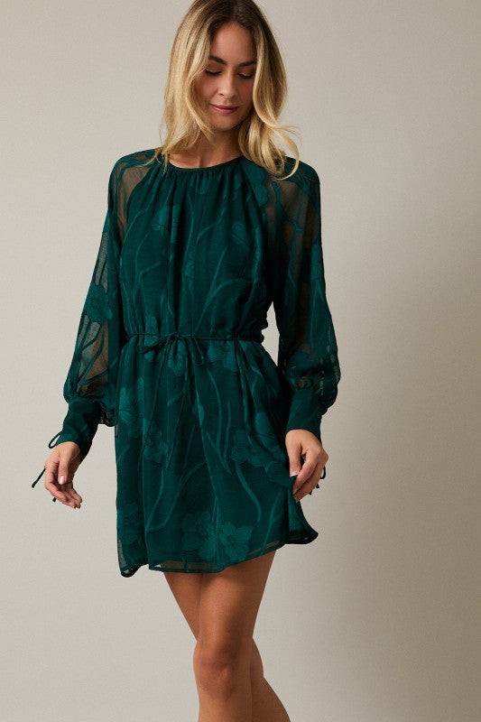 Hunter Green Flare Mini Dress