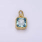 14K Gold Filled Blue, Baby Blue CZ Square Dotted Bezel Add-On Charm
