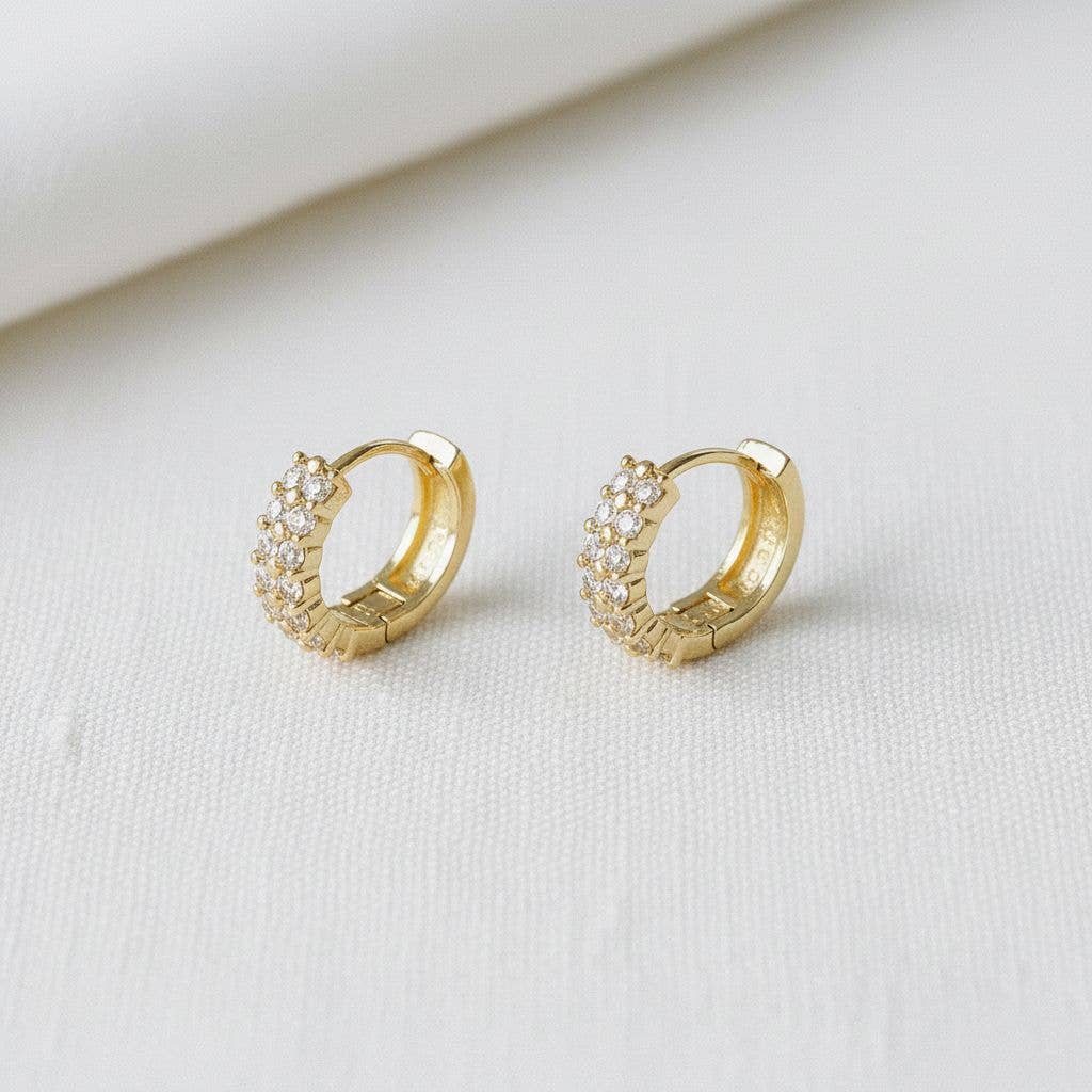 Vintage Inspired Cubic Zirconia Huggie Hoop Earrings