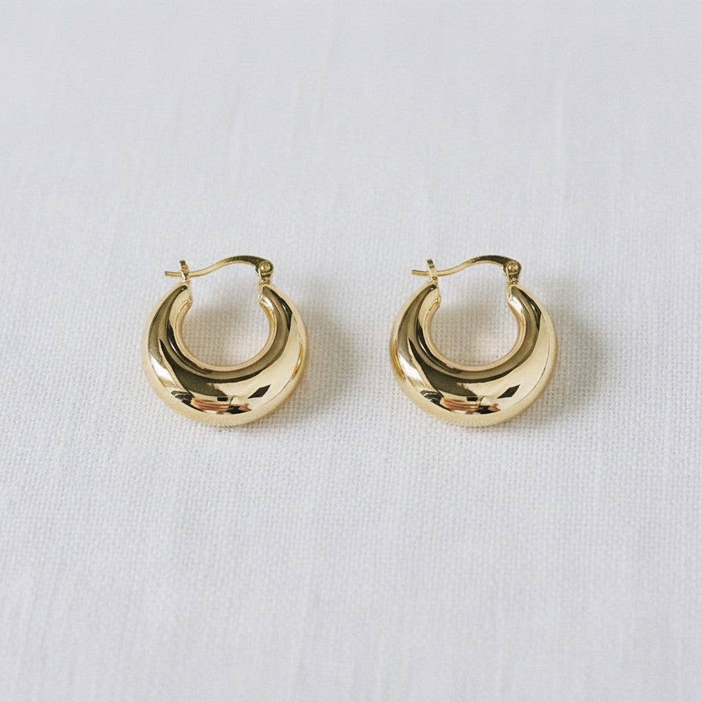 Polished Gold Tone Hoop Earrings