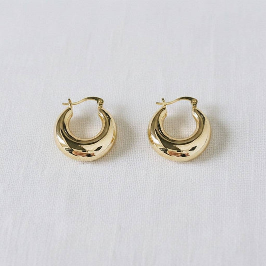 Polished Gold Tone Hoop Earrings