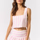 Striped Cropped Top With Side tie Ribbon