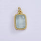14K Gold Filled Aquamarine Rectangular Dotted Bezel Charm