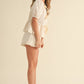 STRIPED PATTERN RUFFLED BLOUSE