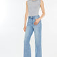 MEDIUM WASH HIGH RISE SLIM WIDE LEG