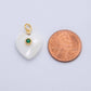 18K Gold Filled 27mm Pink CZ Round Accent Heart-Shaped Shell Pearl Drop Charm
