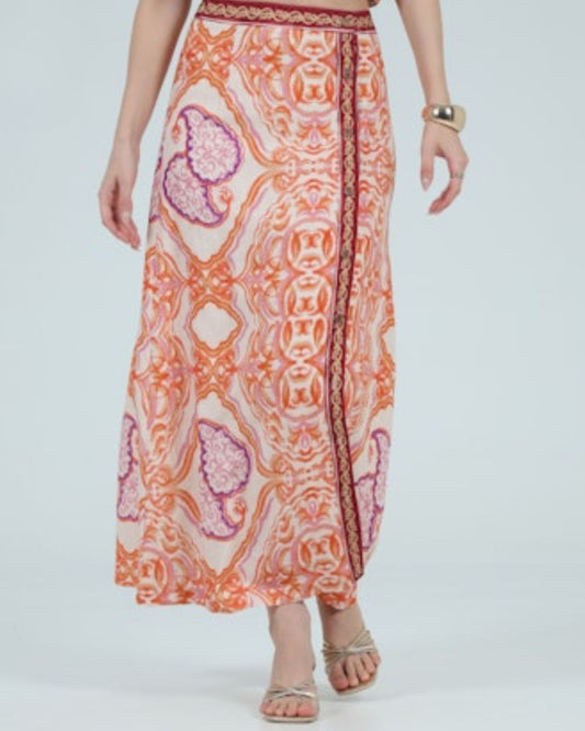 Printed Linen Maxi Skirt