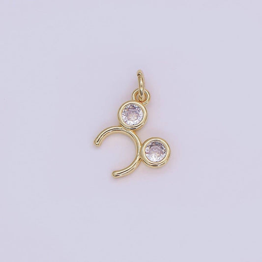 24K Gold Filled Clear CZ Round Headband Mini Charm