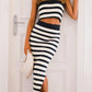 Striped Slit Long Skirt Set