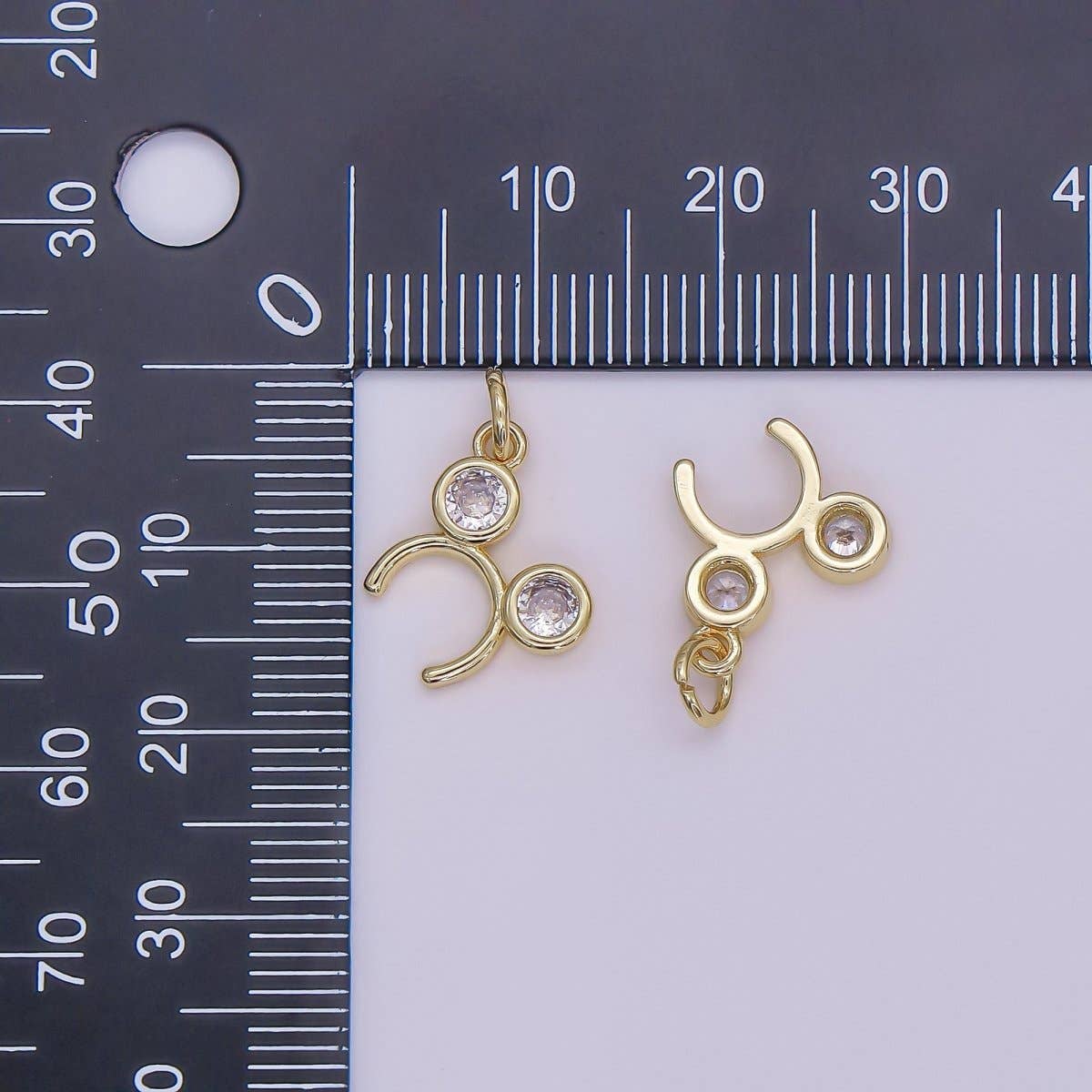 24K Gold Filled Clear CZ Round Headband Mini Charm