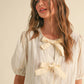 STRIPED PATTERN RUFFLED BLOUSE