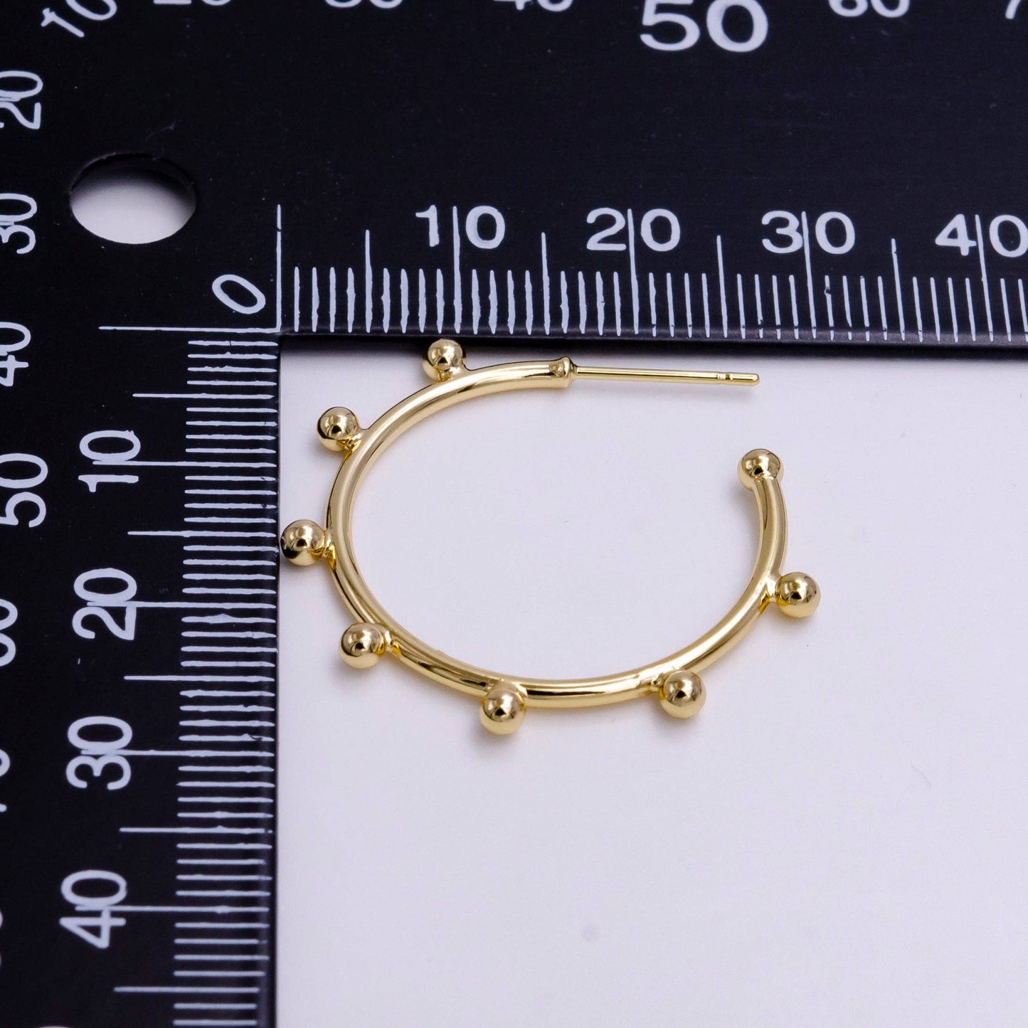 16K Gold Filled 25mm Dotted Outline C-Shaped Hoop Earrings