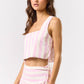 Striped Cropped Top With Side tie Ribbon