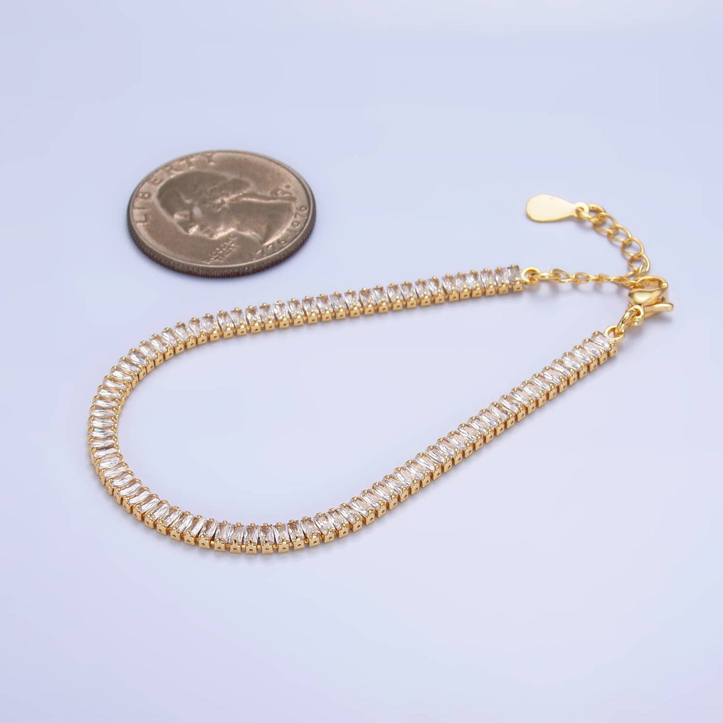 24K Gold Filled CZ Baguette 7inch Tennis Bracelet