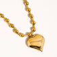 Paris 18K Gold Non-Tarnish Large Heart Chain Necklace: Yellow Gold / Ball Chain