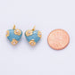 18K Gold Filled Blue Shell Pearl Flower Chubby Heart Multidimensional 3D Charm | N260