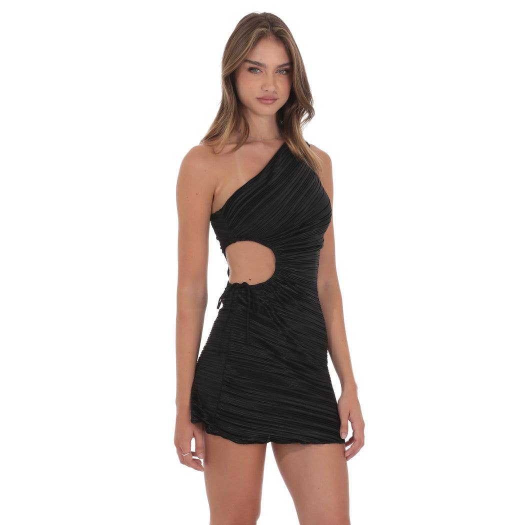 Pleated One Shoulder Dress