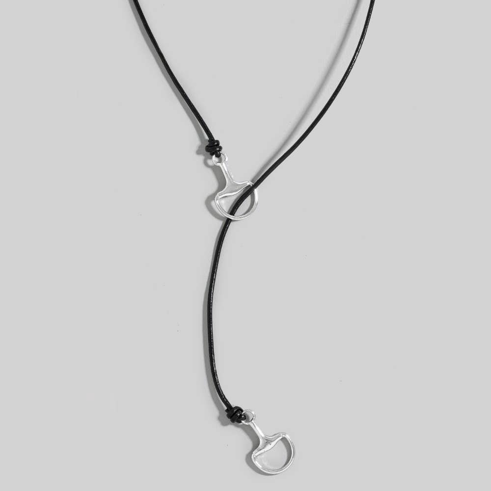 Horse Bit Pendant Leather Cord Necklace