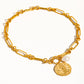 Leah 18k Gold Large Coin and Pearl Chain Necklace: Yellow Gold