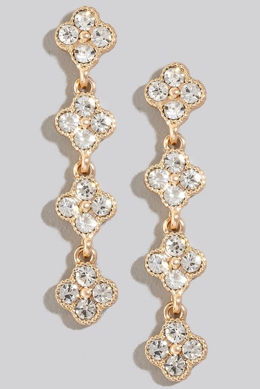 Pave Clover Chain Dangle Earrings