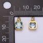 14K Gold Filled Blue, Baby Blue CZ Square Dotted Bezel Add-On Charm