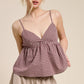Plaid V Neck Babydoll Cami Top