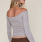 Grey Off Shoulder Knit Top
