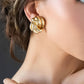 Ashton 18K Gold Non-Tarnish Wavy Rectangular Studs: Yellow Gold